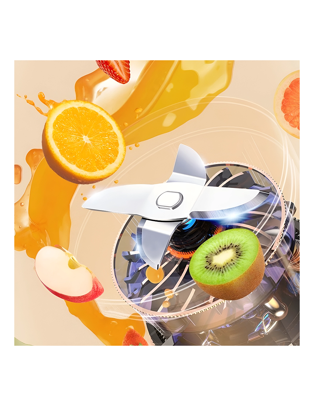 Mini portable glass blender, aqua green